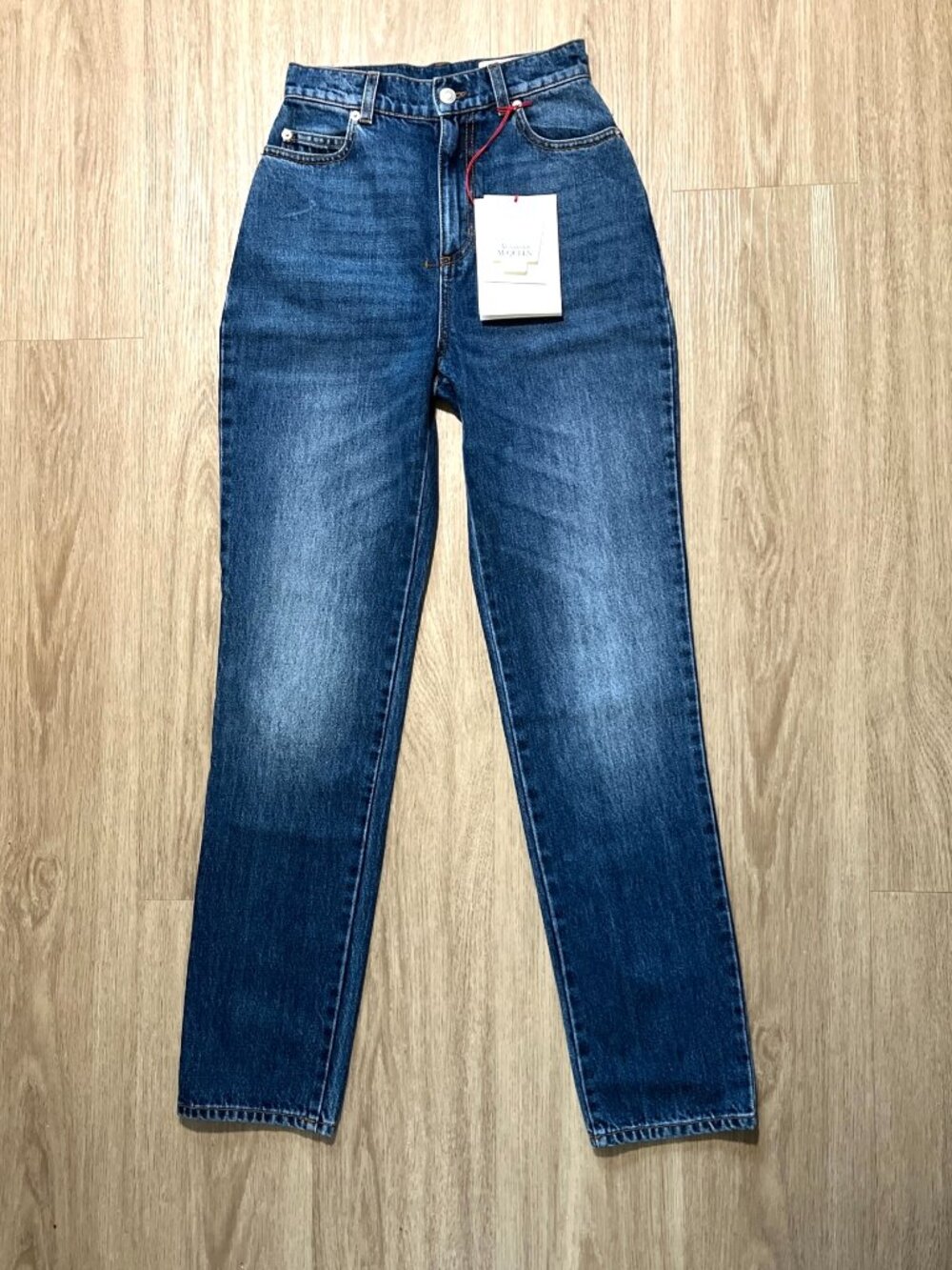 NWT Alexander McQueen Womens High Rise Straight Leg Jeans Blue Denim Size 23